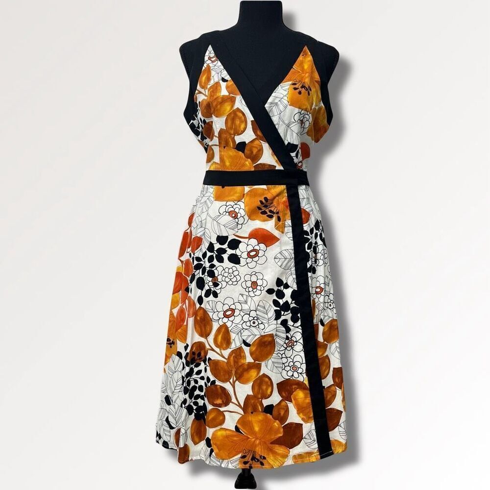 London Times Petites Retro Sleeveless Wrap Dress Bittersweet Multi Sz 10P Floral